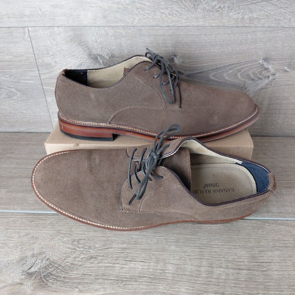 Banana Republic Brown Suede Leather Ortholite Derby Oxford Shoes Mens Size 10.5